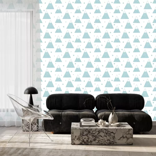 Behang Besneeuwde bergtoppen minimaal