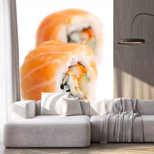 Sticker Maki sushi op een witte achtergrond