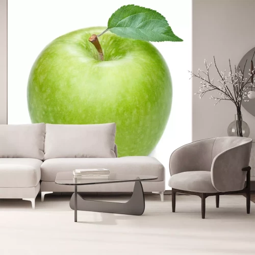 Sticker Groene appel met een blad