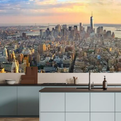 Fotobehang Breedbeeldopname met uitzicht op Manhattan