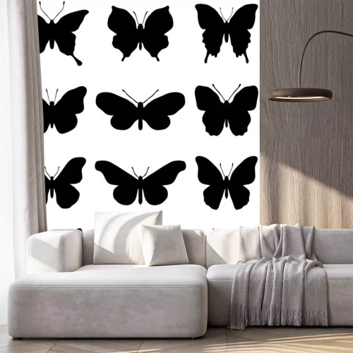 Sticker Silhouetten van zwarte vlinders