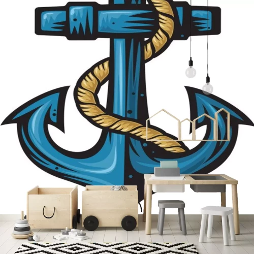 Sticker Nautische ankerillustratie in retro stijl