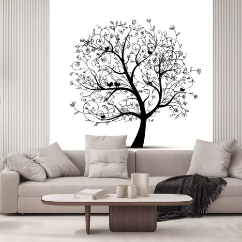 Sticker Art boom mooi, zwart silhouet voor uw ontwerp