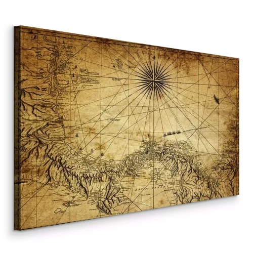 Canvas Retro bergkaart