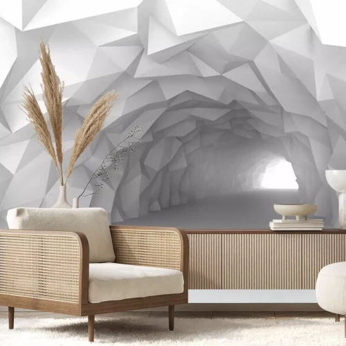 Fotobehang Tunnelinterieur met chaotische polygonale structuur