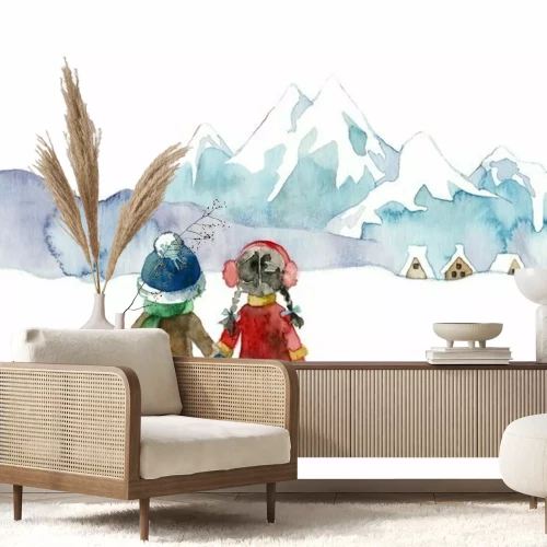 Sticker 雪山 と 子 供