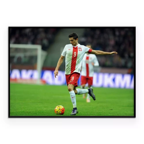 Poster Robert Lewandowski tijdens de wedstrijd van het nationale team