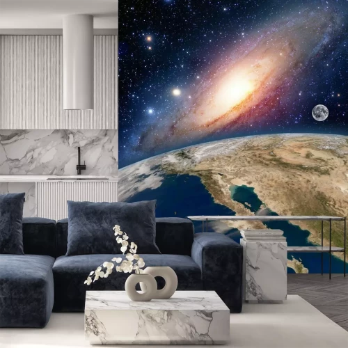 Fotobehang Abstract beeld van planeet Aarde en sterrenstelsels