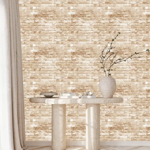 Behang Lichtbeige baksteen