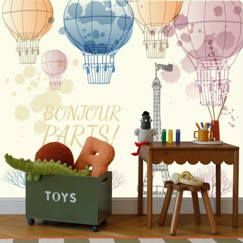 Fotobehang Ballonnen boven de Eiffeltoren