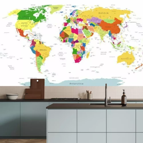 Fotobehang Politieke kaart van de wereld
