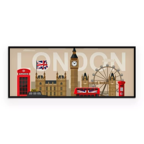 Poster Londen en stadsattracties inscriptie