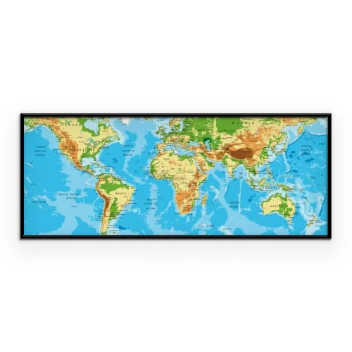 Poster Fysieke kaart van de wereld