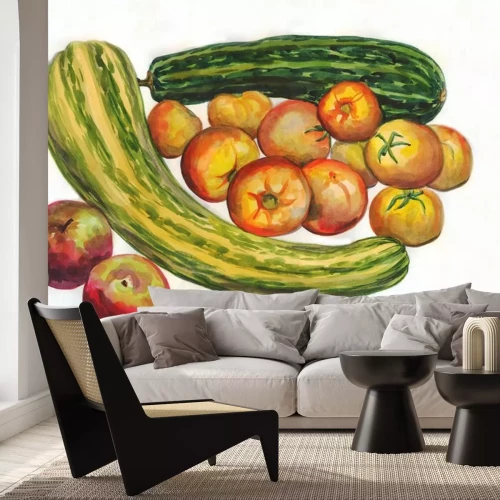 Sticker Courgettes, tomaten, appels. schilderen van de waterverf