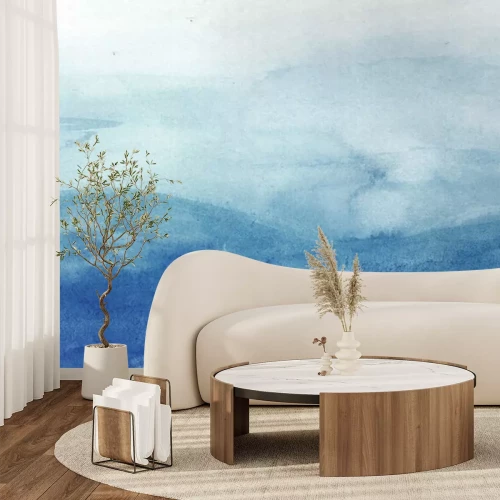 Sticker Blauwe golven in aquarel