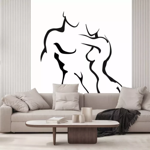 Fotobehang Naakt koppel knuffelt