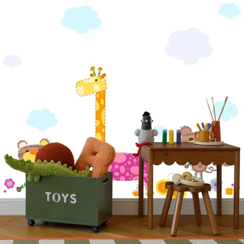 Sticker Giraffe en apen veelkleurige kinderillustratie