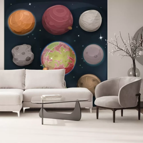 Sticker Kleurrijke afbeeldingen van planeten en asteroïden