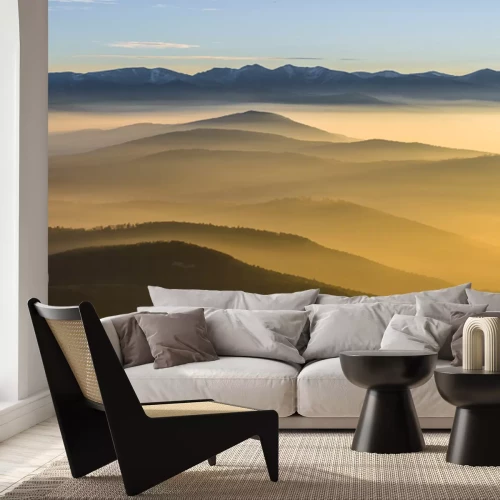 Fotobehang Bergtoppen onder de wolken