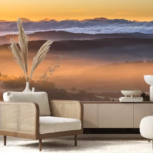 Fotobehang Bergen en lage wolken