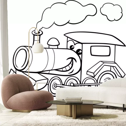 Sticker stoommachine cartoon kleurplaat