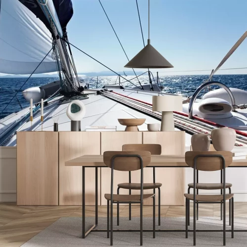 Fotobehang Zeilboot op zee modern