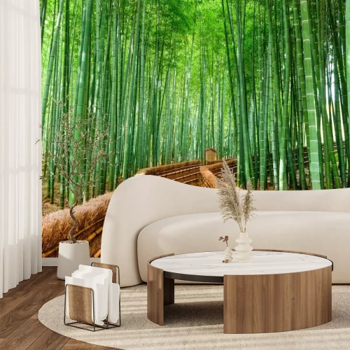 Fotobehang Pad door het bamboebos