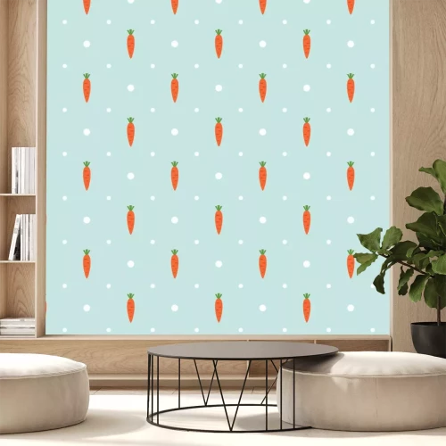 Sticker Vector naadloos patroon met wortelen en witte stippen