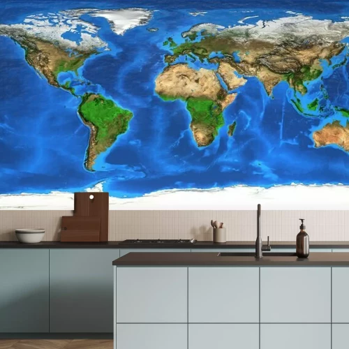 Fotobehang Kleurrijke grafische wereldkaart