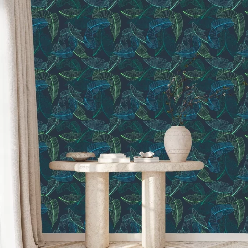 Behang Transparante grote bladeren