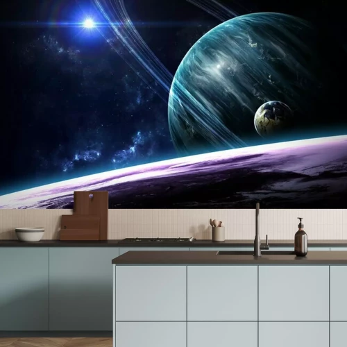 Fotobehang Abstract beeld van de ruimte met planeten