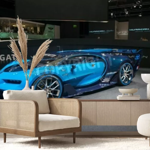 Fotobehang Bugatti Vision Gran Turismo tentoongesteld