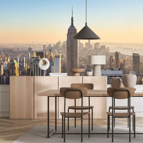 Fotobehang De skyline van Manhattan in de zon