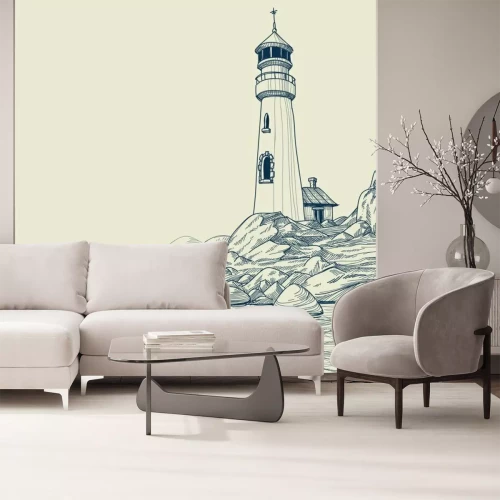 Fotobehang Vuurtoren zoals geschetst