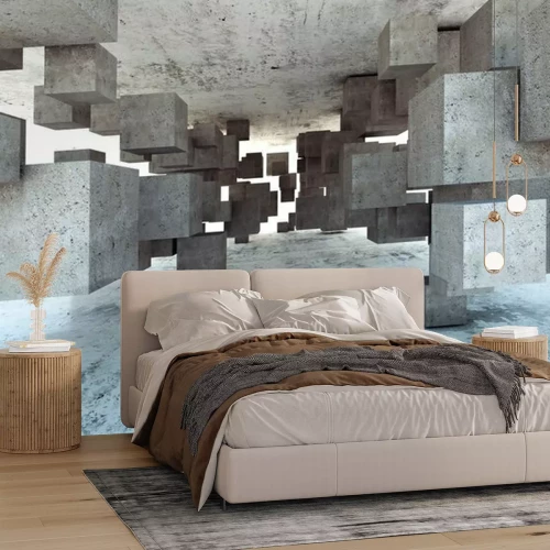 Fotobehang Betonnen kubussen in 3D