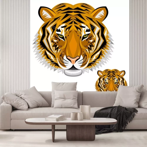 Sticker Tijgers twee koppen groter en kleiner