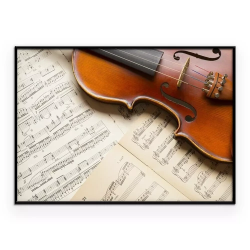 Poster Vintage viool op de bladmuziek.