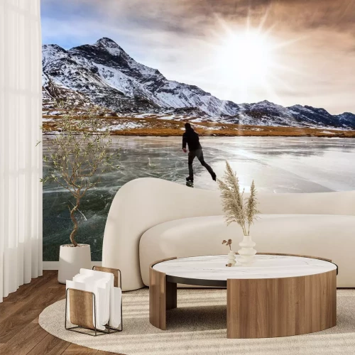 Sticker schaatsen op bevroren meer