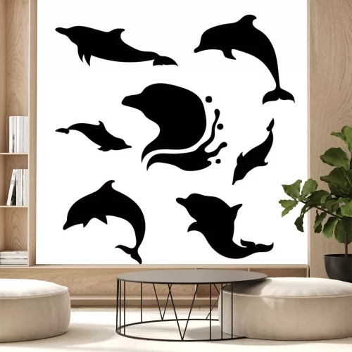 Sticker Dolphin set vector