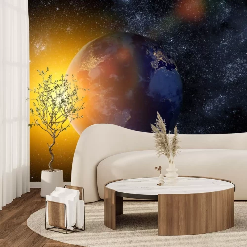 Sticker Aarde verlicht door de zon realistische graphics