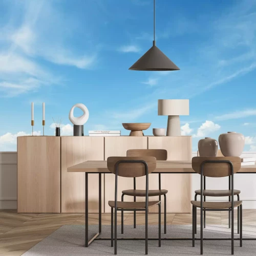 Fotobehang Witte wolken in een blauwe lucht