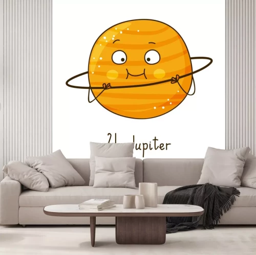 Sticker Kinderplaneet glimlachend Jupiter-kunstwerk
