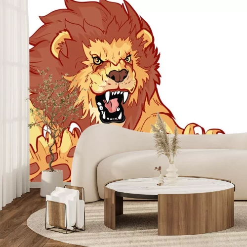 Sticker Leeuw dreigende leeuw in een grafische sprong