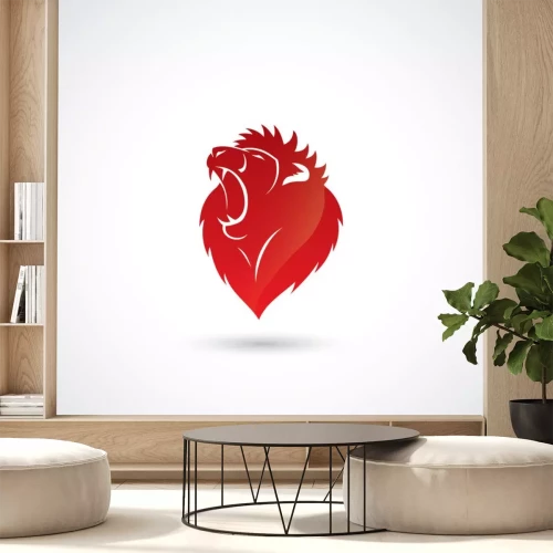 Sticker Leeuwen rode brullende leeuw hoofd afbeelding