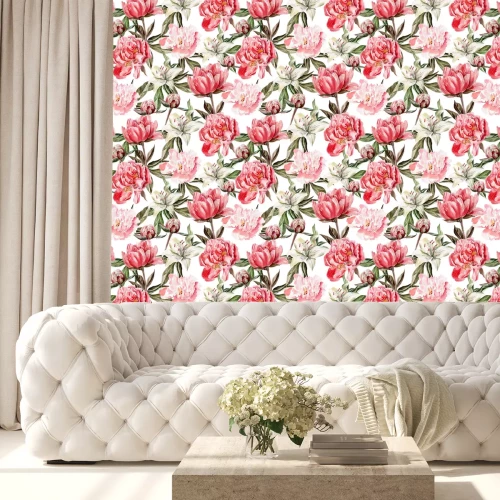 Behang Pioenrozen in bloei