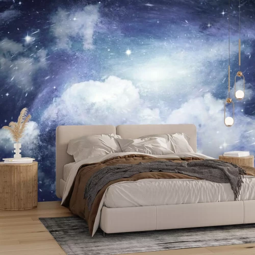 Fotobehang Bewolkte lucht met sterren