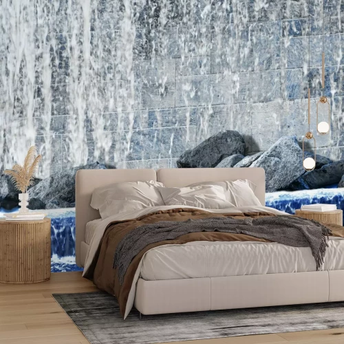 Fotobehang Waterval en stenen