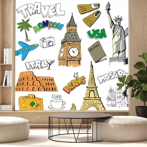 Sticker Reizen achtergrond