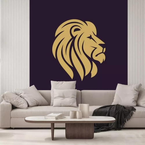 Sticker Minimalistisch portret van een leeuw