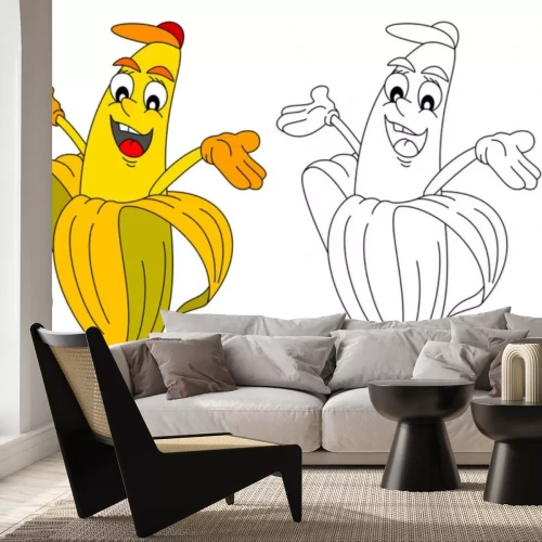 Sticker Banaan glimlachend karakter cartoon afbeelding